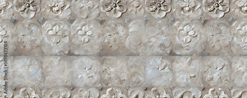 Ceramic design with a cement-like backdrop, featuring an ornamental pattern. - Seamless , pattern , background , tile