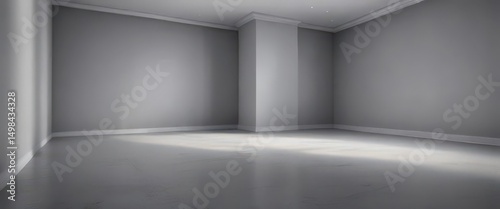 Empty grey room with subtle gradient  perfect for showcasing   flat lay   neutral