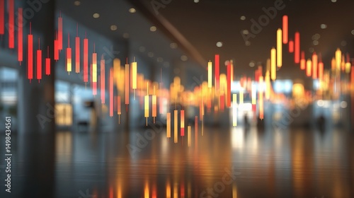 Candlestick Chart Style with Floating Elements in Modern Environment