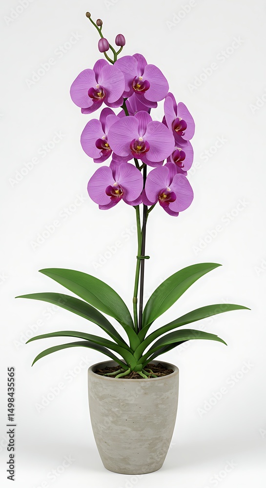 Naklejka premium Captivating purple orchid plant in pot