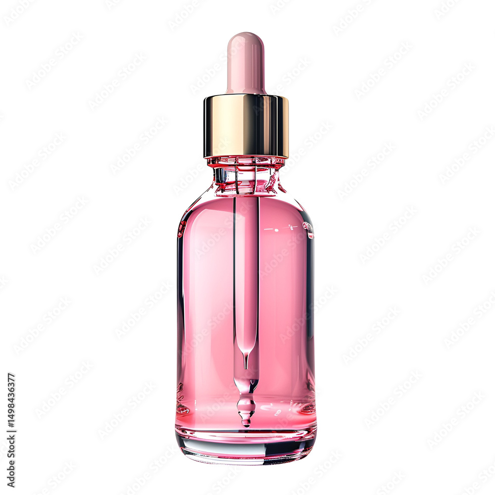 Pink serum bottle with gold dropper beauty product skincare Pink serum bottle with gold dropper beauty product skincare