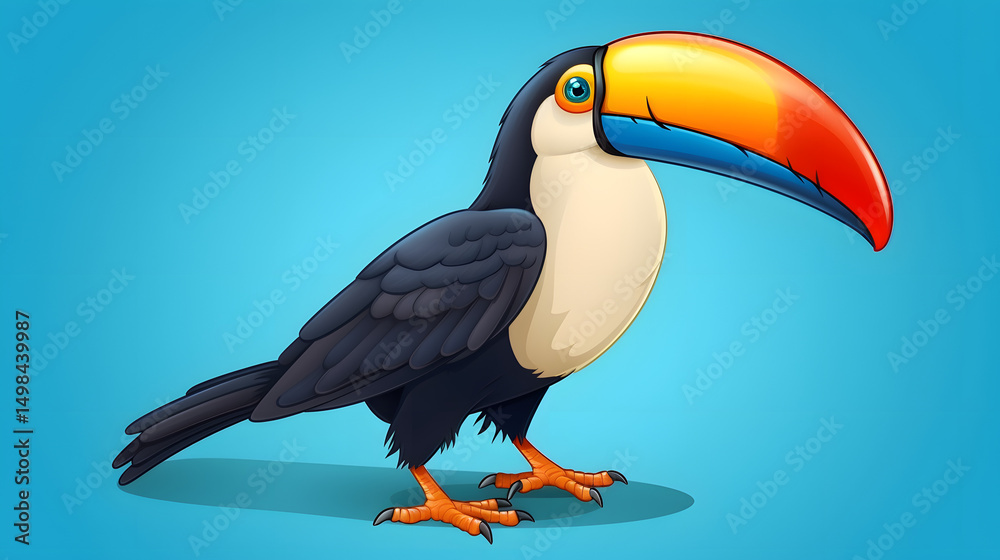 Fototapeta premium Colorful Toucan Cartoon Vector Illustration for Graphic Design Projects