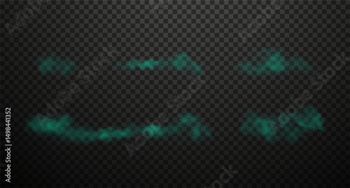 Set of toxic green smell, fog. Vector illustration.