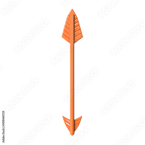 Modern Arrow with Clean Bold Lines in Blazing Orange Isolated on Transparent Background