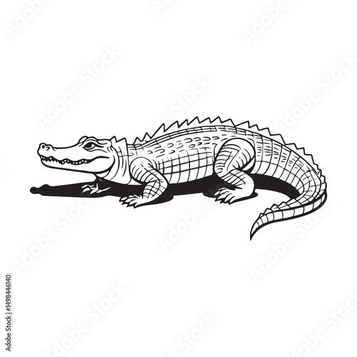 Tribal Crocodile Vector Illustration,
Alligator Silhouette in Tattoo Style,
Stylized Crocodile Side View Vector,
Black Crocodile Tribal Art Design,
Alligator Graphic Vector Template,

