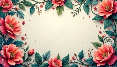 Intricate floral damask, swirling vines & leaves, wallpaper, scroll, floral