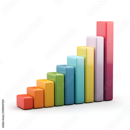Free Download A visually appealing 3D bar chart illustration shows a clear rising trend in a modern, simple style. - GFXLoad