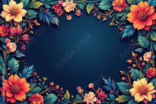 Intricate floral motif creates a flowing, continuous design , print, illustration, beautiful