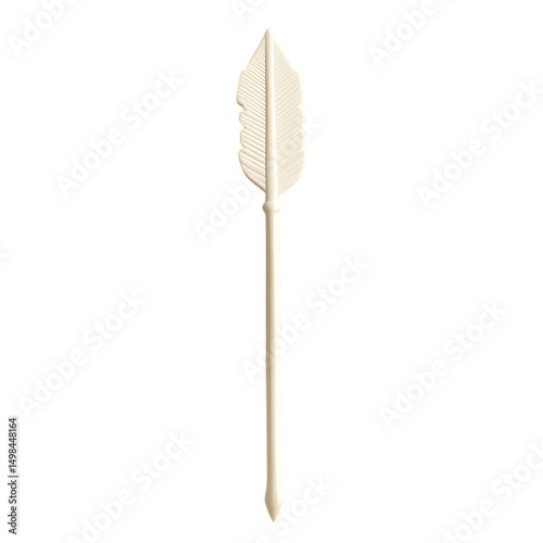 Sleek Arrow with Minimalist Finish in Pure Ivory Isolated on Transparent Background