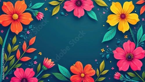 Bold, vibrant floral pattern for eye-catching flyers , digital, modern