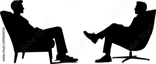 Silhouette of Therapist and Patient Talking in Armchairs | Counseling, Therapy Session, Mental Health Support, Psychology Concept

