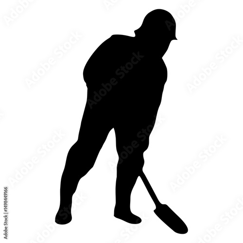 Silhouette of a Man Shoveling