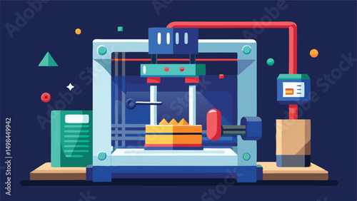 3D Printing Illustration in Flat Style.