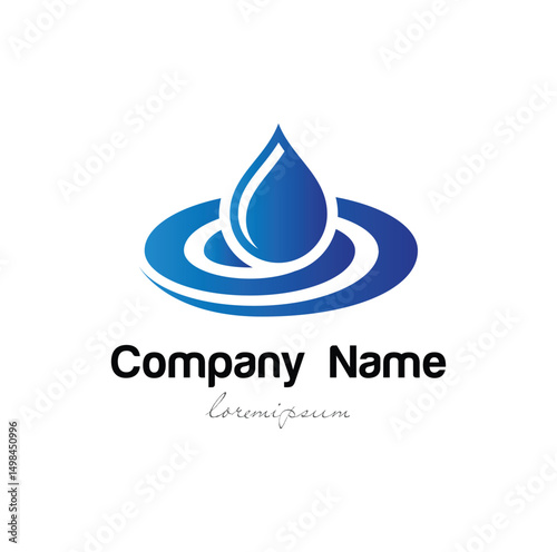 Vector logo minimalist water oil drop isolated in a white background