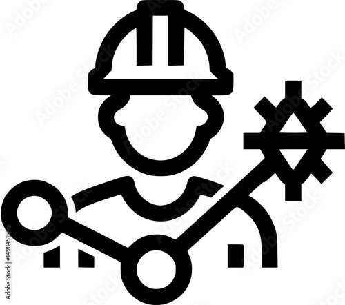 Worker with network and industrial gear