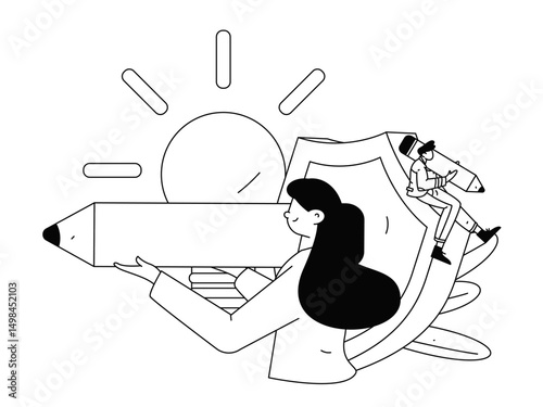 Protect intellectual property flat vector concept operation hand drawn illustration
