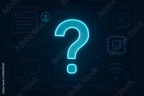 blue question mark with ai concept background