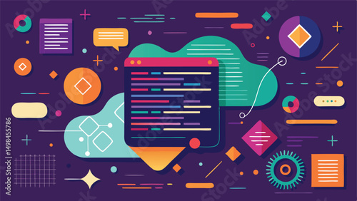 Tech Style Abstract Background with Code Elements.