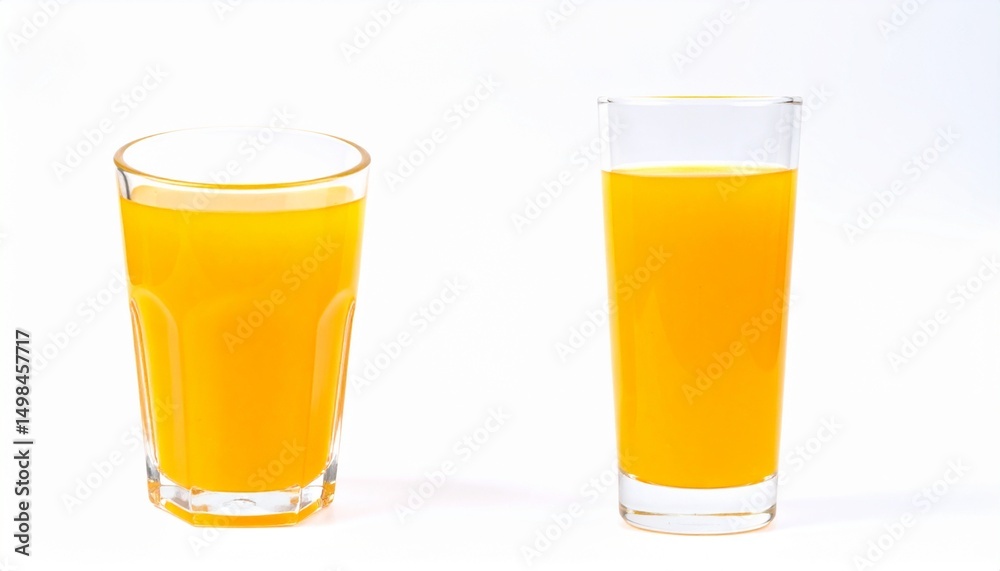 Glass of orange juice isolated on white background with clipping path for beverage branding or healthy drink concept Glass of orange juice isolated on white background with clipping path for beverage branding or healthy drink concept