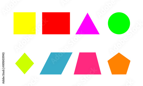 Free Download Geometric colorful shapes. basic shapes set isolated on white background. Vector illustration for math lesson. - GFXLoad