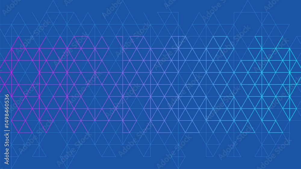 Obraz premium Blue geometric background with triangle shape pattern. Futuristic Triangle Grid Pattern on Blue Background. Low Poly Triangular Network