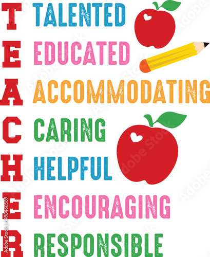 Teacher- Talented Educated Accommodating caring Helpful Encouraging Responsible