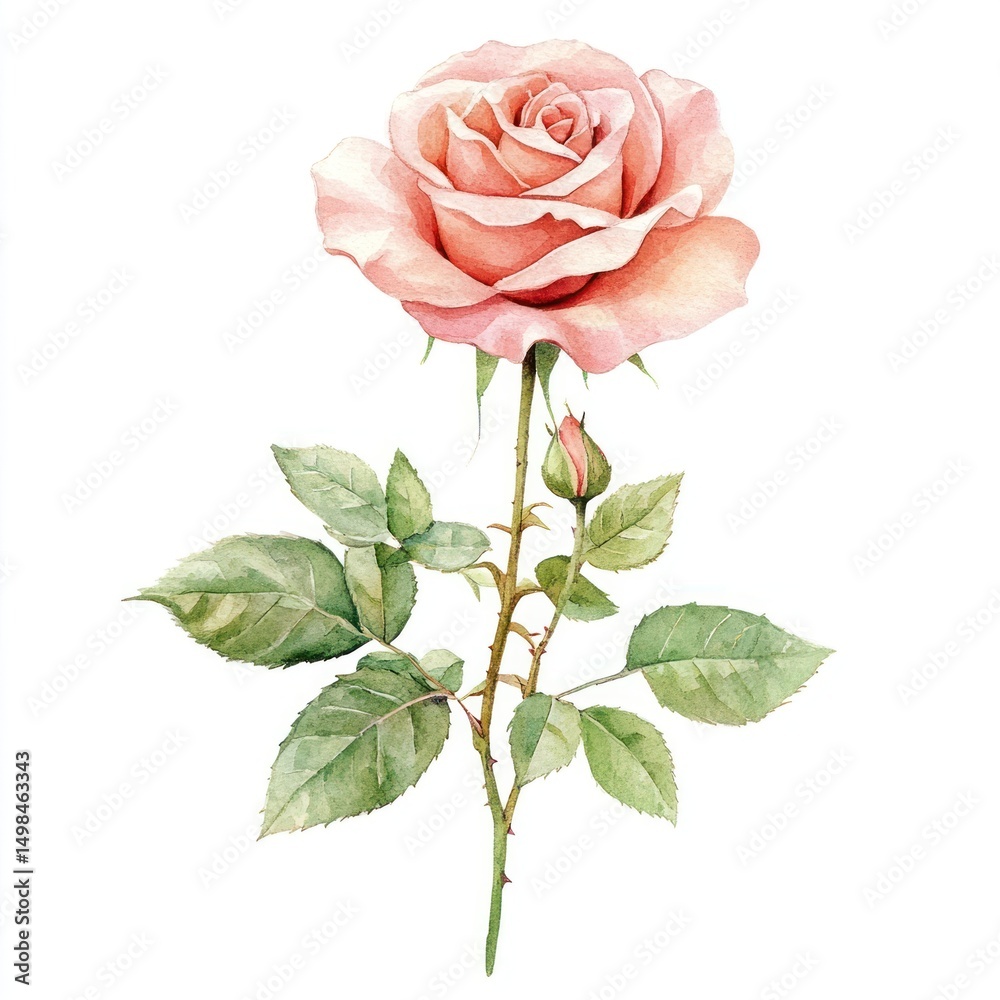 Obraz premium Plant rose illustration watercolor.