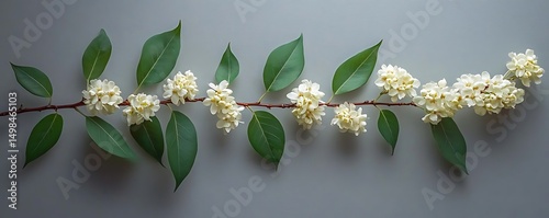 White blossoms branch, spring nature