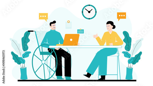Two people engaged in a dialogue, suitable for business, social, communication concept designs, ads, articles, presentations, and social media.