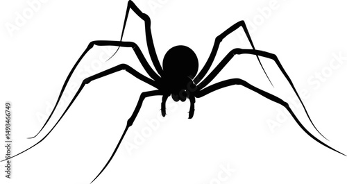 Black silhouette of a spider with long legs. Vector illustration