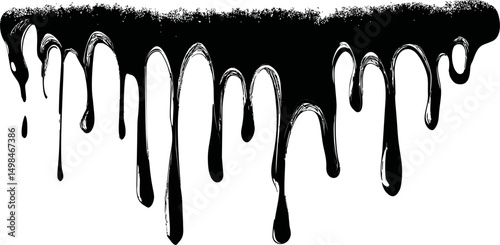Black dripping paint isolated. Vector illustration