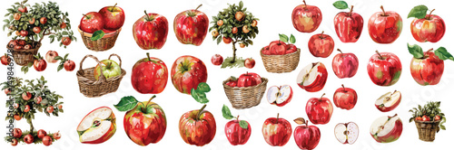 red apple watercolor clipart