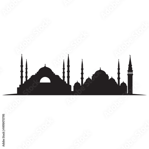 Turkey skyline and landmarks design, vector illustration. Vector black silhouette. with white background