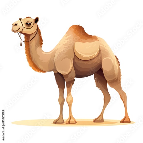 Humorous and Adorable Dromedary Camel Portrayal on White Background for Various Projects