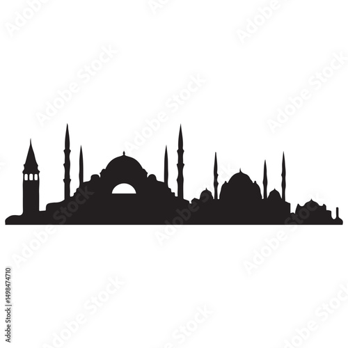 Turkey skyline and landmarks design, vector illustration. Vector black silhouette. with white background