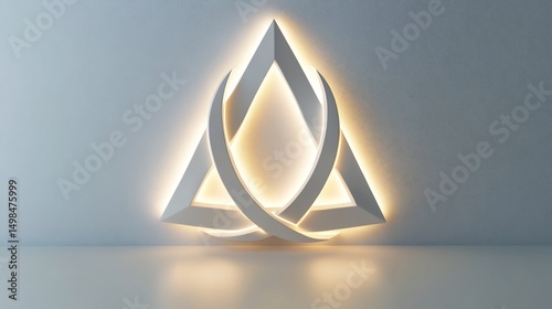 Celtic mythology symbol of trinity knot glowing with sacred energy against a pristine white backdrop