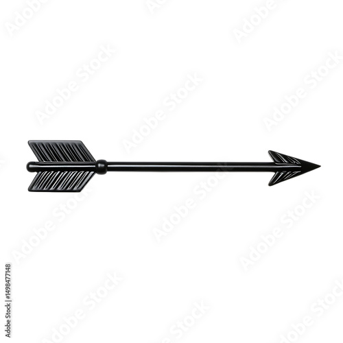 Sleek Arrow with Contemporary Finish in Classic Black Isolated on Transparent Background