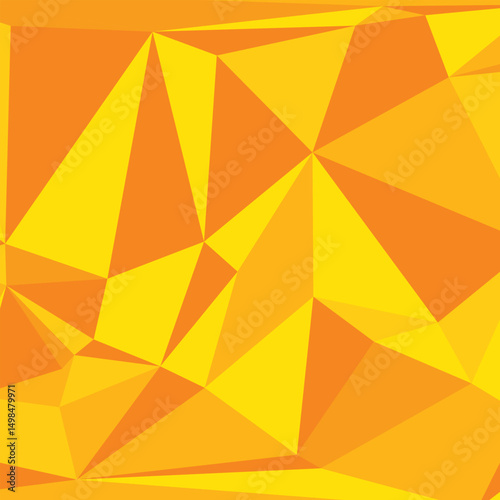 Abstract geometric background with polygons yellow to orange color. Triangular polygons.