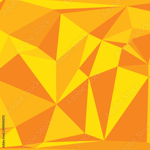Abstract geometric background with polygons yellow to orange color. Triangular polygons.