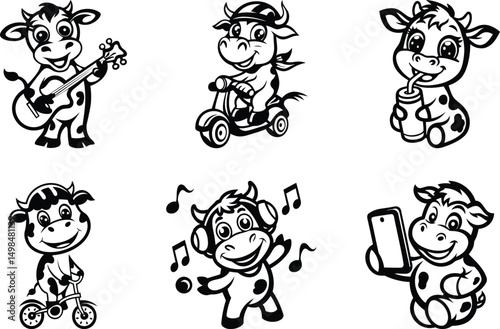 Cute and cartoon style animals vector, Premium quality animals vector illustration design, Stylish cartoon silhouette and line art vector design collection