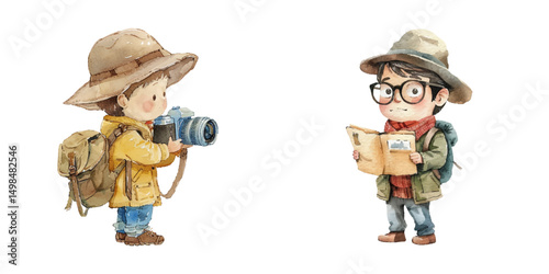 reporter watercolor vector illustration