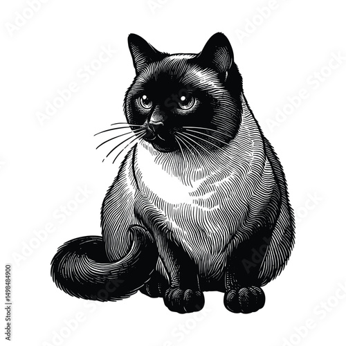 Black cat on white background
