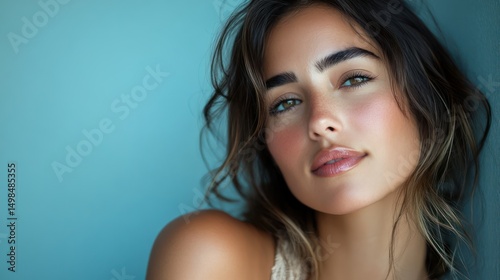 Close-up portrait of a young woman with a natural beauty.