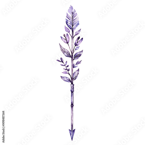 Artistic Arrow with Hand Drawn Details in Soft Lave Isolated on Transparent Background