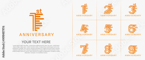 Anniversary logo type set with double line number. orange color can be use special moment