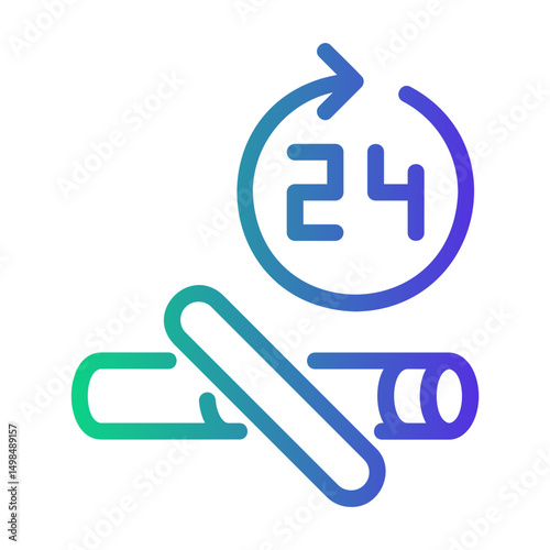 24 hours Line Gradient Icon