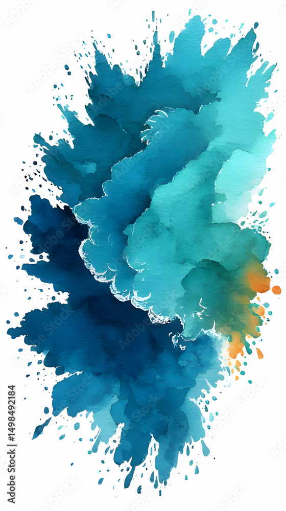 Obraz premium Abstract Blue Watercolor Explosion