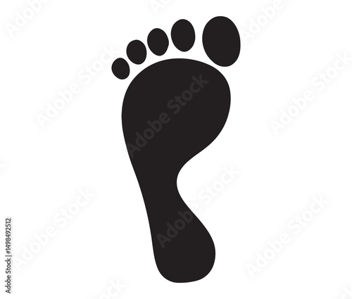 Silhouette human foot prints on white background. Minimalist human footprint icon.