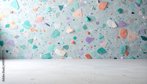 Textured Wall With Pastel Colored Fragments