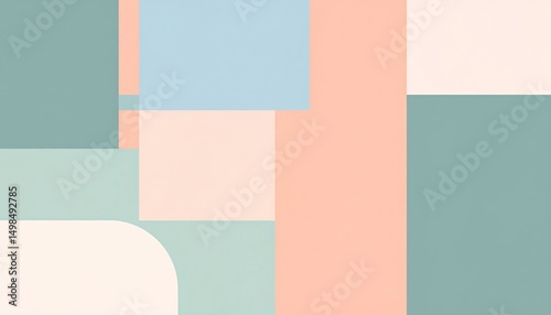 Abstract Geometric Composition with Soft Pastel Colors and Smooth Shapes